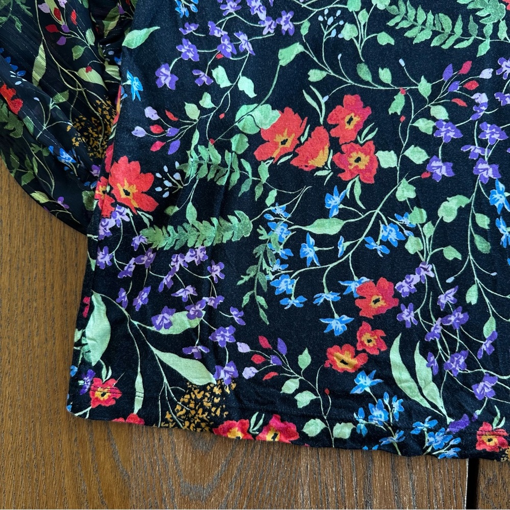 Maeve by Anthropologie Jacquin Peasant Blouse Black Floral Long Sleeve Women’s - Picture 5 of 16